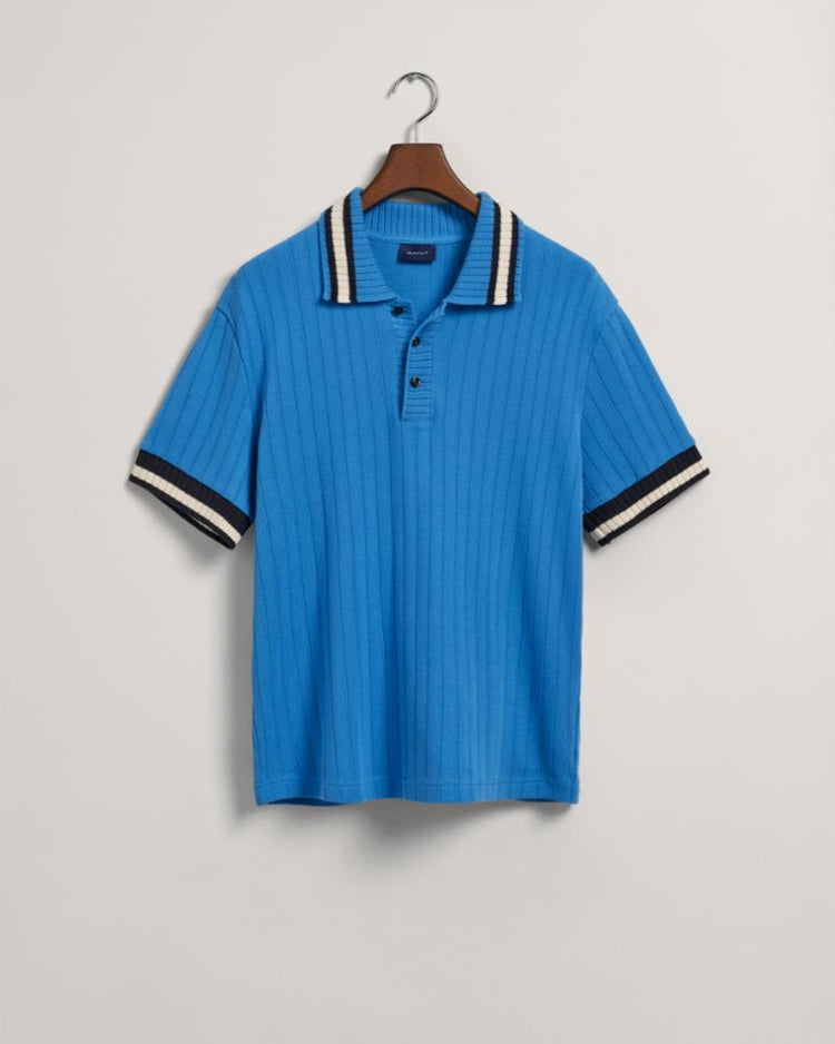 Gant Apparel Mens DROPPED NEEDLE SS PIQUE 471/DAY BLUE