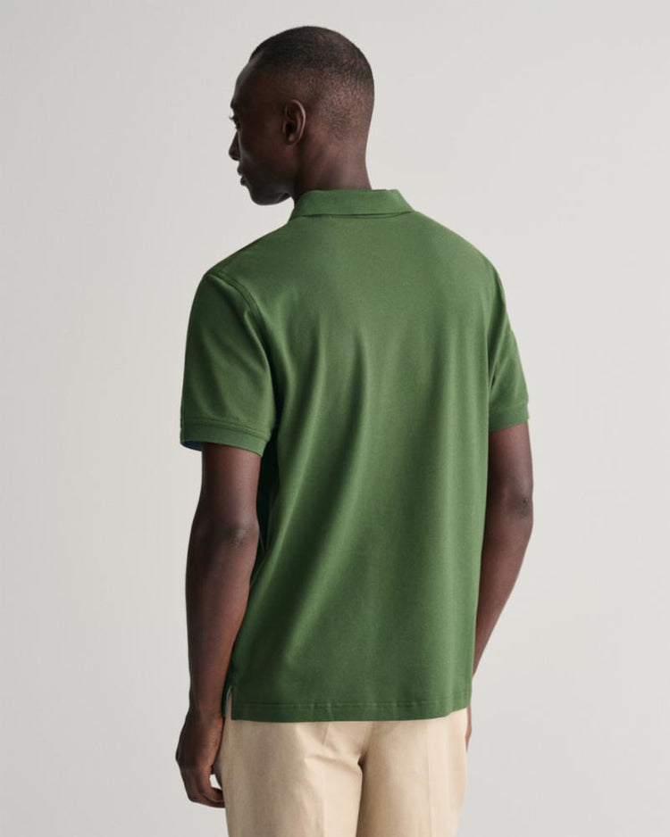 Gant Apparel Mens REG CONTRAST PIQUE SS RUGGER 313/PINE GREEN