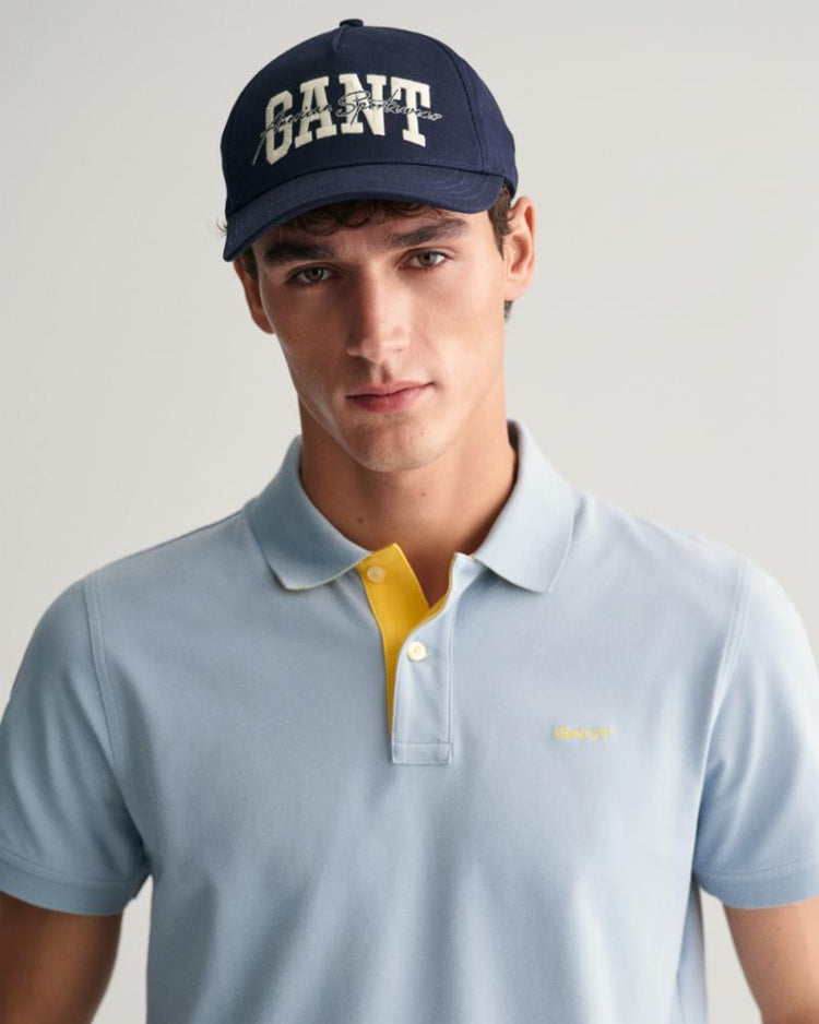 Gant Apparel Mens REG CONTRAST PIQUE SS RUGGER 474/DOVE BLUE