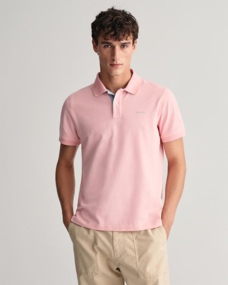 Gant Apparel Mens REG CONTRAST PIQUE SS RUGGER 671/BUBBELGUM PINK