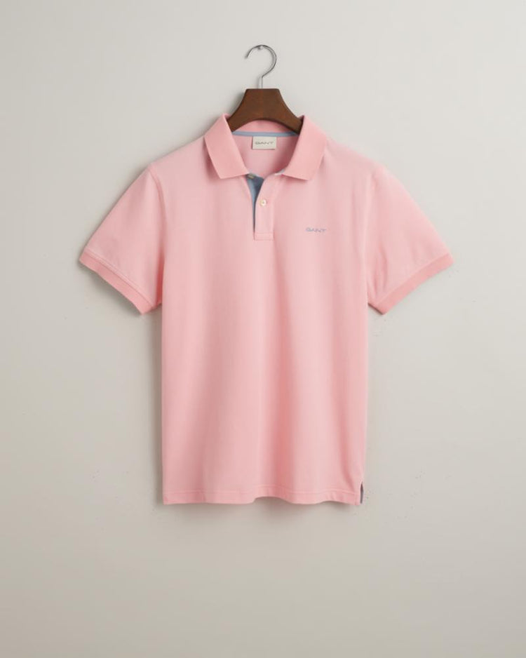 Gant Apparel Mens REG CONTRAST PIQUE SS RUGGER 671/BUBBELGUM PINK
