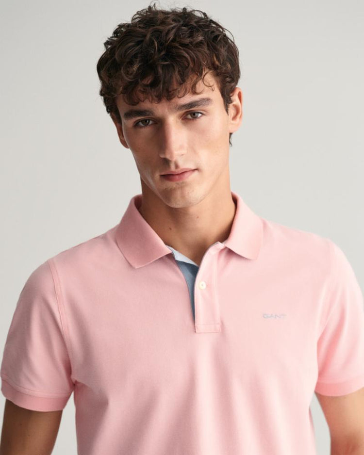 Gant Apparel Mens REG CONTRAST PIQUE SS RUGGER 671/BUBBELGUM PINK