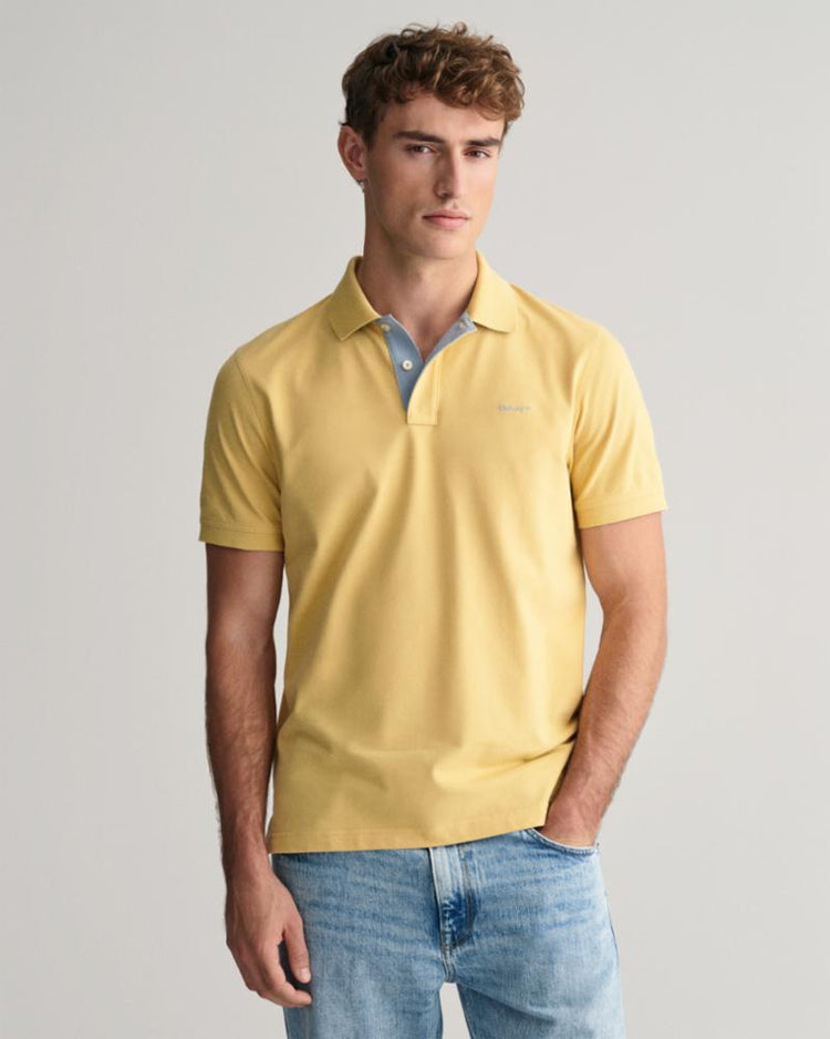 Gant Apparel Mens REG CONTRAST PIQUE SS RUGGER 726/DUSTY YELLOW