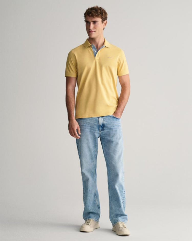 Gant Apparel Mens REG CONTRAST PIQUE SS RUGGER 726/DUSTY YELLOW