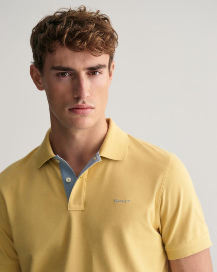 Gant Apparel Mens REG CONTRAST PIQUE SS RUGGER 726/DUSTY YELLOW