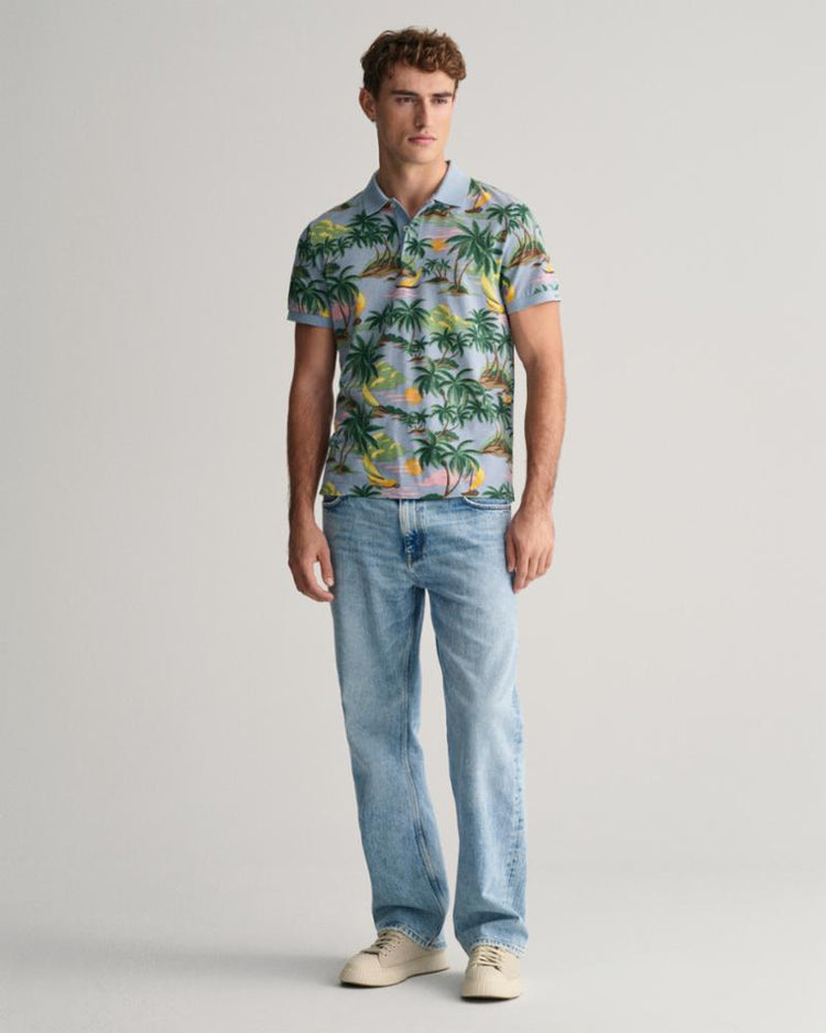 Gant Apparel Mens HAWAII PRINT SS POLO 474/DOVE BLUE