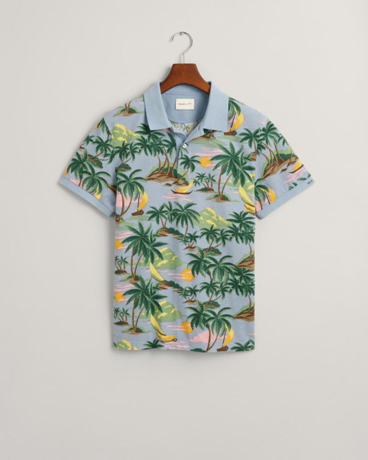 Gant Apparel Mens HAWAII PRINT SS POLO 474/DOVE BLUE