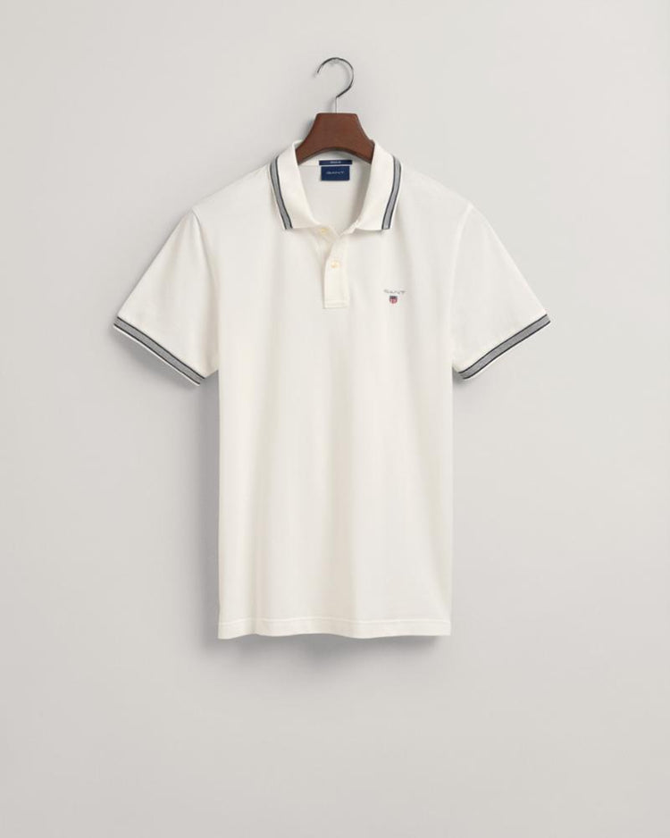 Gant Apparel Mens HERRINGBONE TIPPING PIQUE 113/EGGSHELL