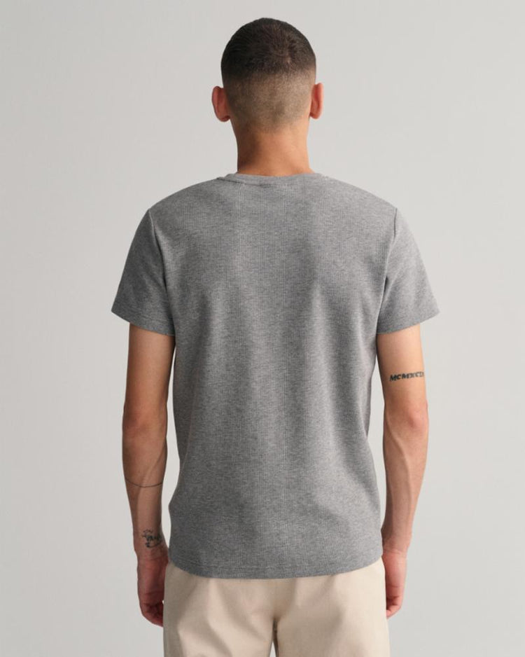 Gant Apparel Mens WAFFLE TEXTURE T-SHIRT 93/GREY MELANGE