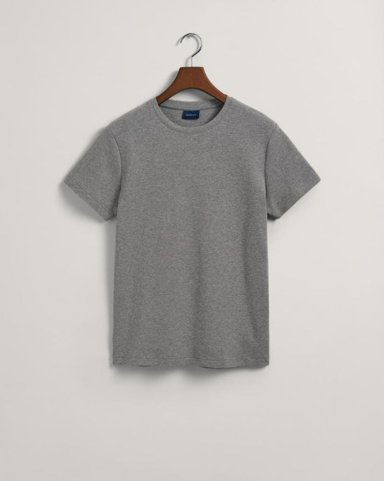 Gant Apparel Mens WAFFLE TEXTURE T-SHIRT 93/GREY MELANGE