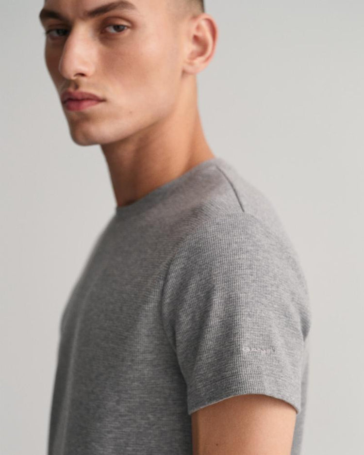 Gant Apparel Mens WAFFLE TEXTURE T-SHIRT 93/GREY MELANGE