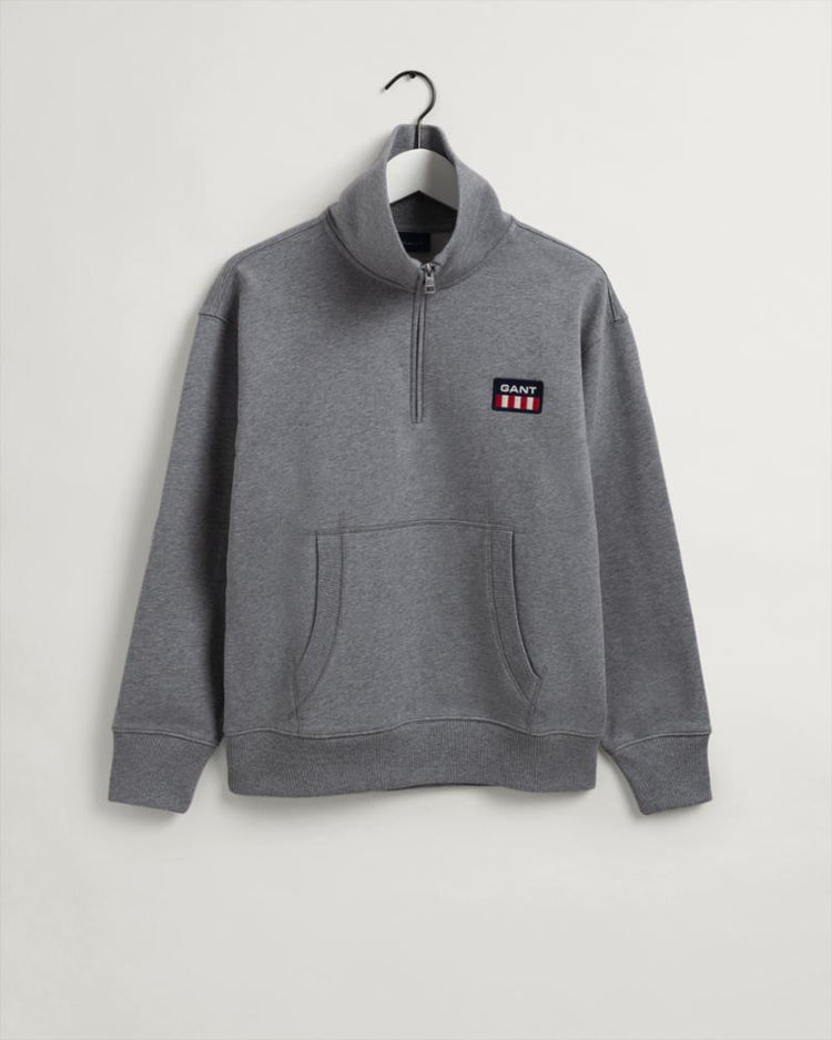 Gant Apparel Mens RETRO SHIELD HALF ZIP SWEAT 93/GREY MELANGE