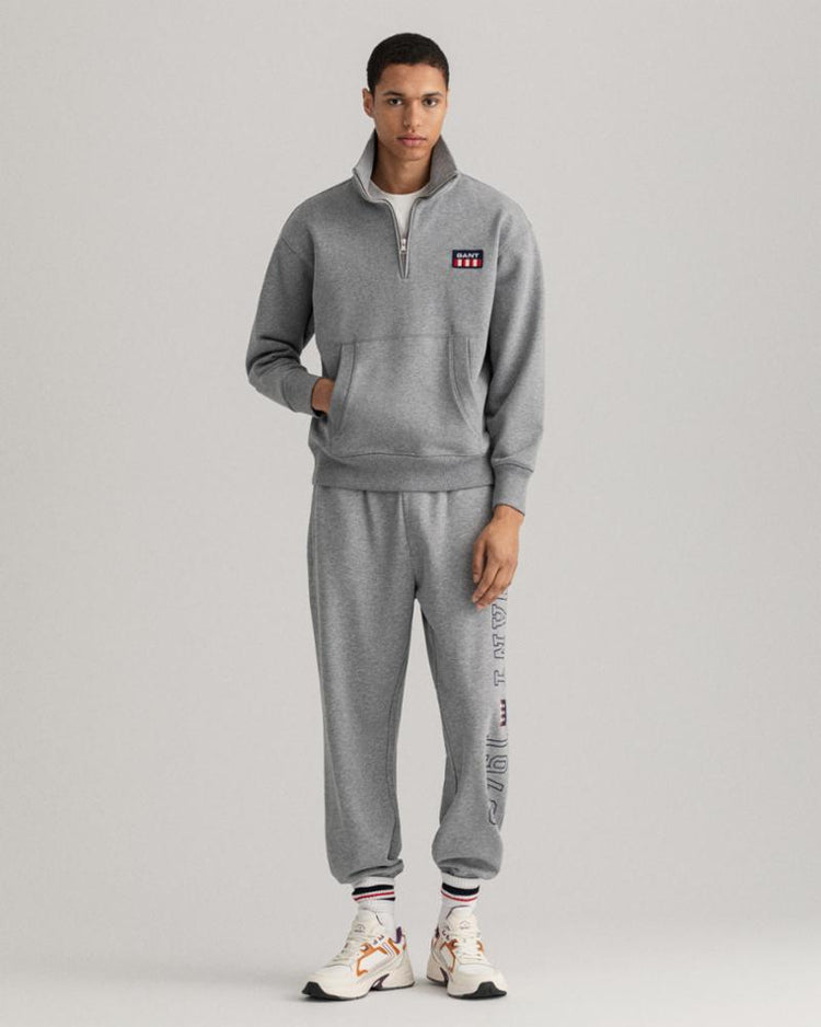 Gant Apparel Mens RETRO SHIELD HALF ZIP SWEAT 93/GREY MELANGE