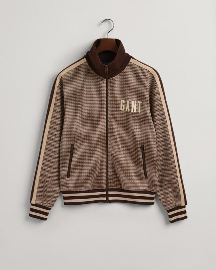 Gant Apparel Mens HOUNDSTOOTH TRACKSUIT JACKET 212/CHOCOLATE BROWN
