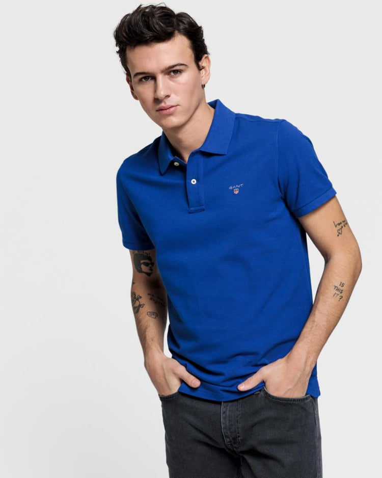 Gant Apparel Mens ORIGINAL PIQUE SS RUGGER 436/COLLEGE BLUE