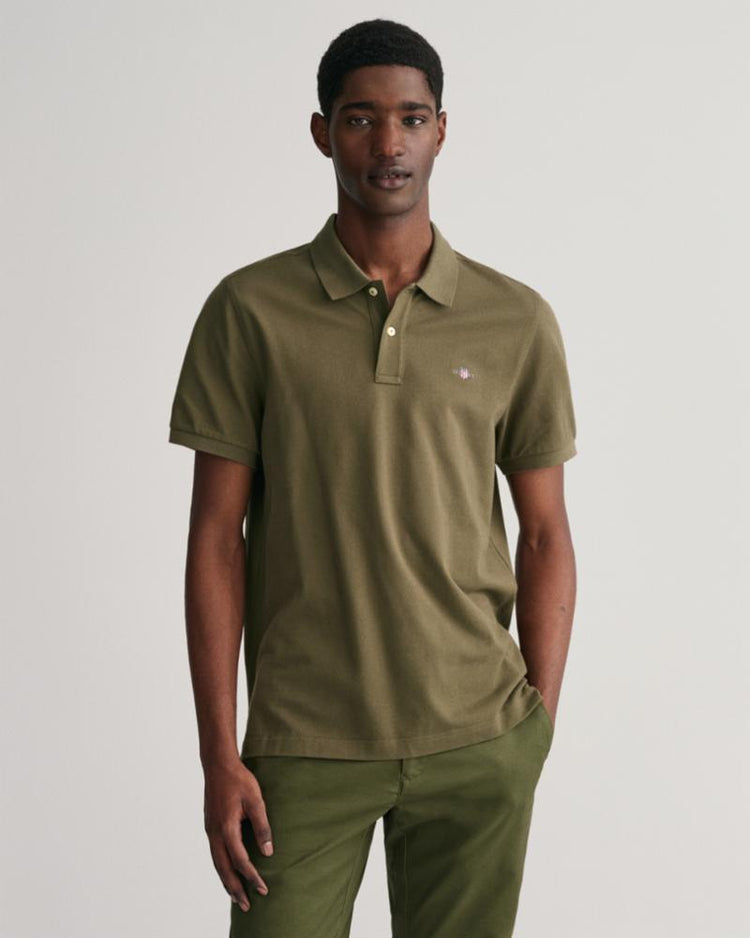 Gant Apparel Mens REG SHIELD SS PIQUE POLO 301/JUNIPER GREEN