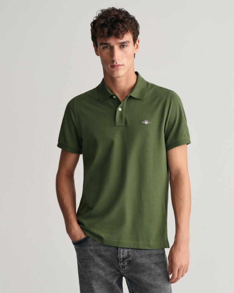 Gant Apparel Mens REG SHIELD SS PIQUE POLO 313/PINE GREEN