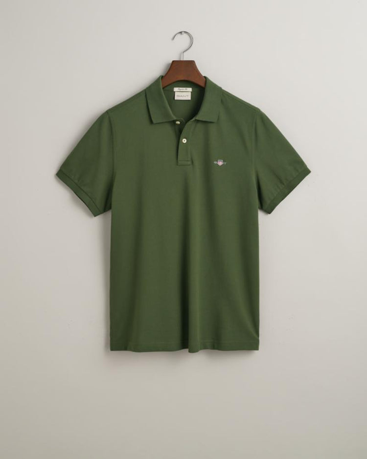 Gant Apparel Mens REG SHIELD SS PIQUE POLO 313/PINE GREEN