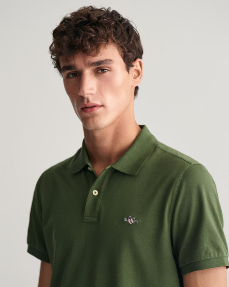 Gant Apparel Mens REG SHIELD SS PIQUE POLO 313/PINE GREEN