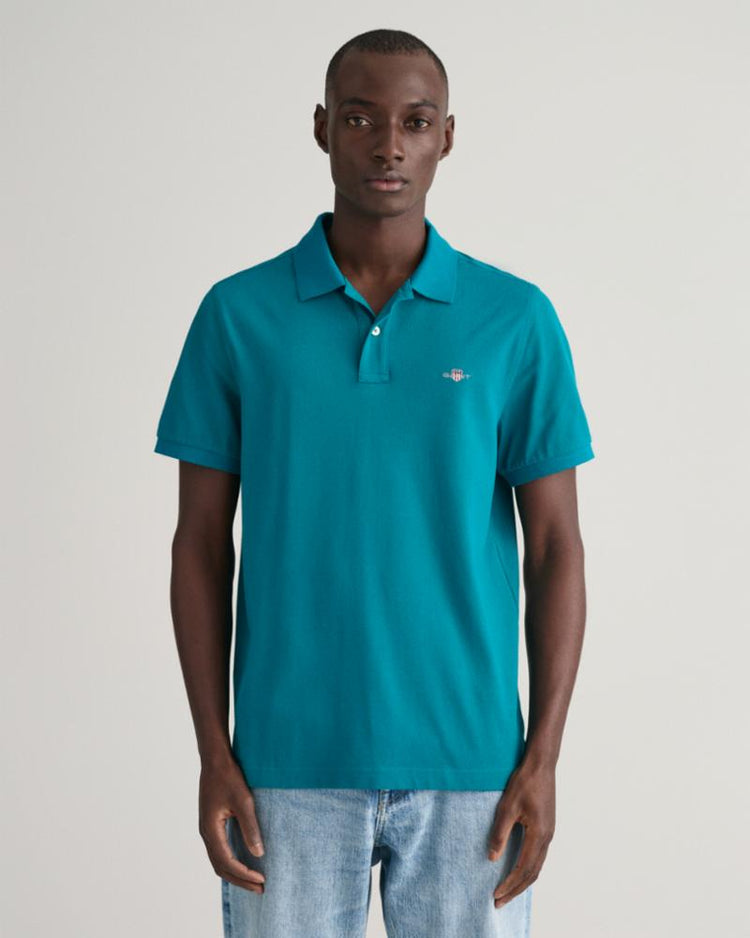 Gant Apparel Mens REG SHIELD SS PIQUE POLO 340/OCEAN TURQUOSIE