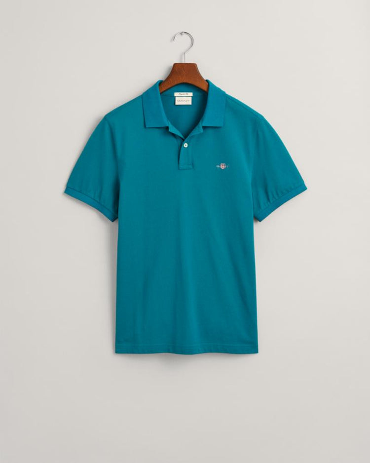 Gant Apparel Mens REG SHIELD SS PIQUE POLO 340/OCEAN TURQUOSIE