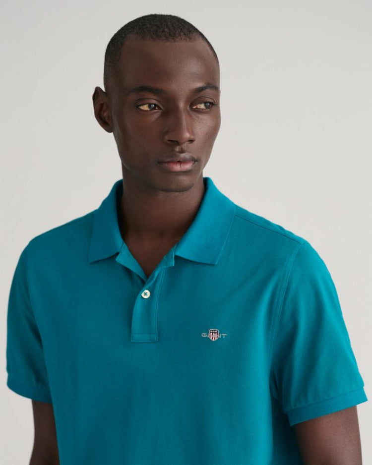 Gant Apparel Mens REG SHIELD SS PIQUE POLO 340/OCEAN TURQUOSIE