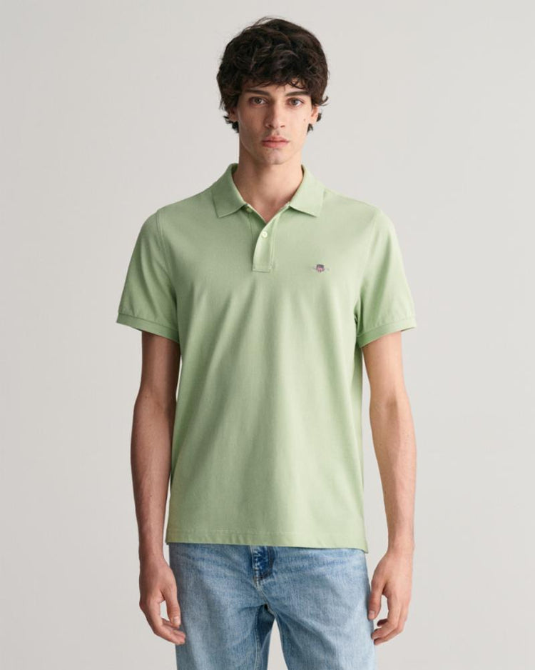 Gant Apparel Mens REG SHIELD SS PIQUE POLO 345/MILKY MATCHA