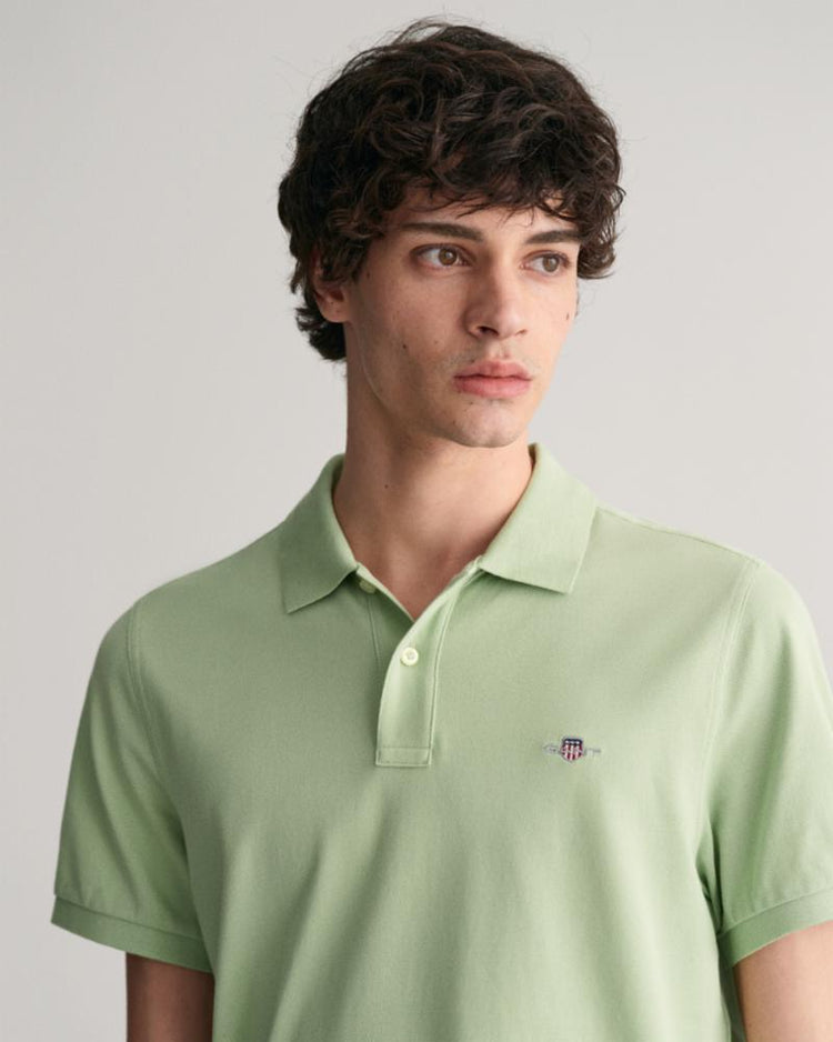 Gant Apparel Mens REG SHIELD SS PIQUE POLO 345/MILKY MATCHA