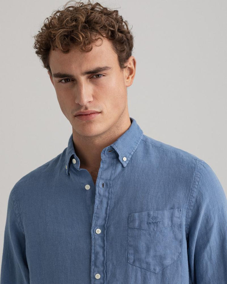 Gant Apparel Mens REG UT GMNT DYED LINEN BD 464/SALTY SEA