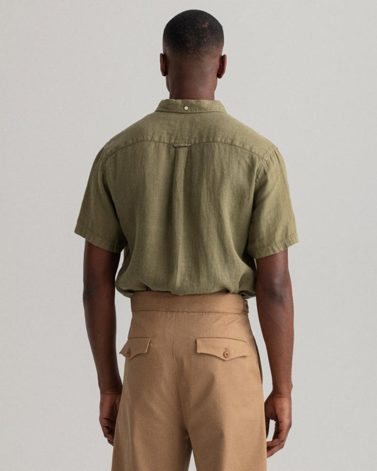 Gant Apparel Mens REG UT GMNT DYED LINEN SS BD 301/RACING GREEN