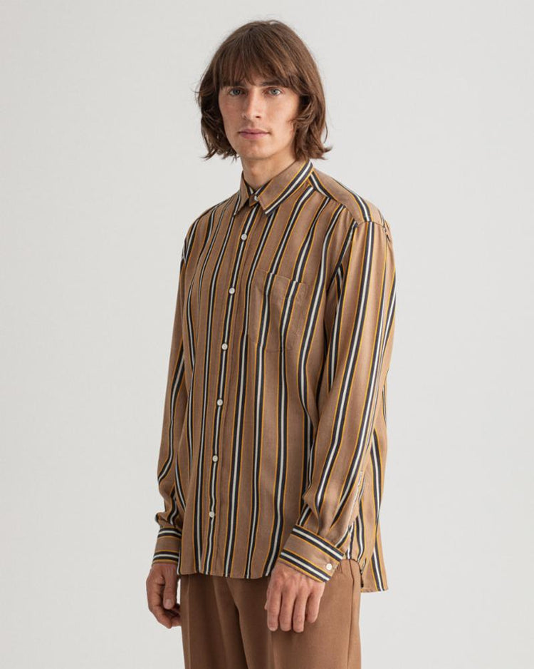 Gant Apparel Mens PP REL LYOCELL STRIPE TOWN 210/ROASTED WALNUT