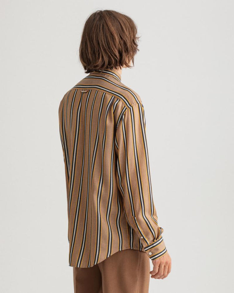 Gant Apparel Mens PP REL LYOCELL STRIPE TOWN 210/ROASTED WALNUT