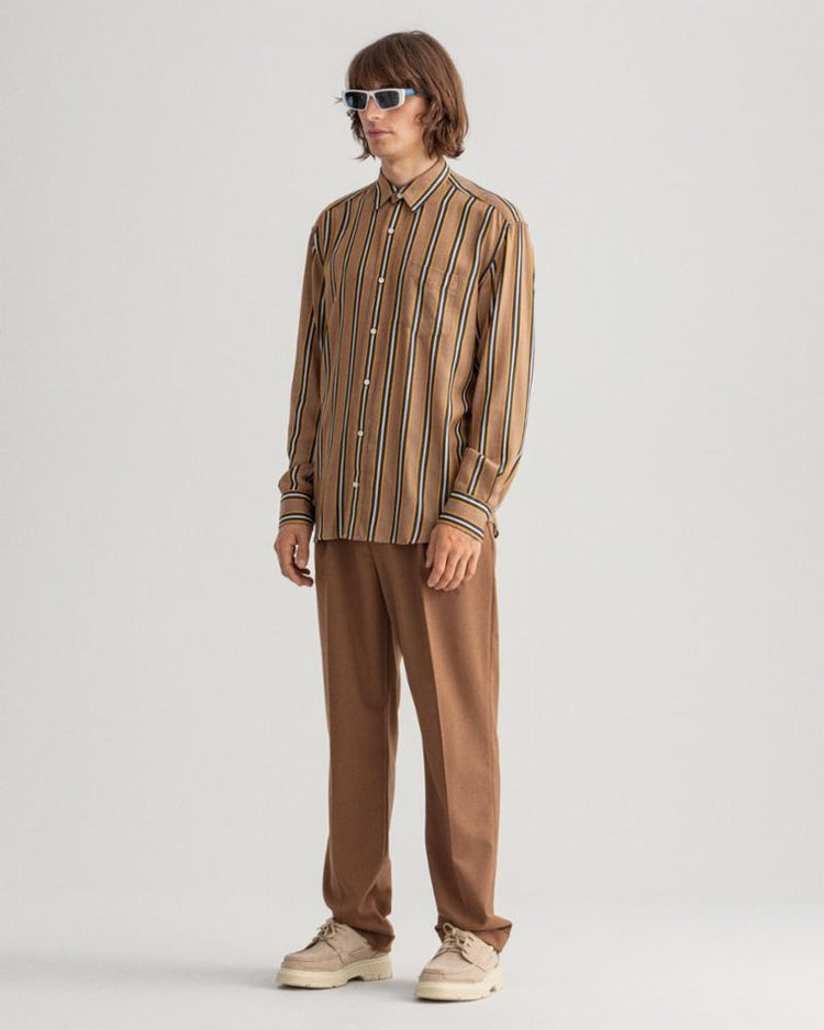 Gant Apparel Mens PP REL LYOCELL STRIPE TOWN 210/ROASTED WALNUT