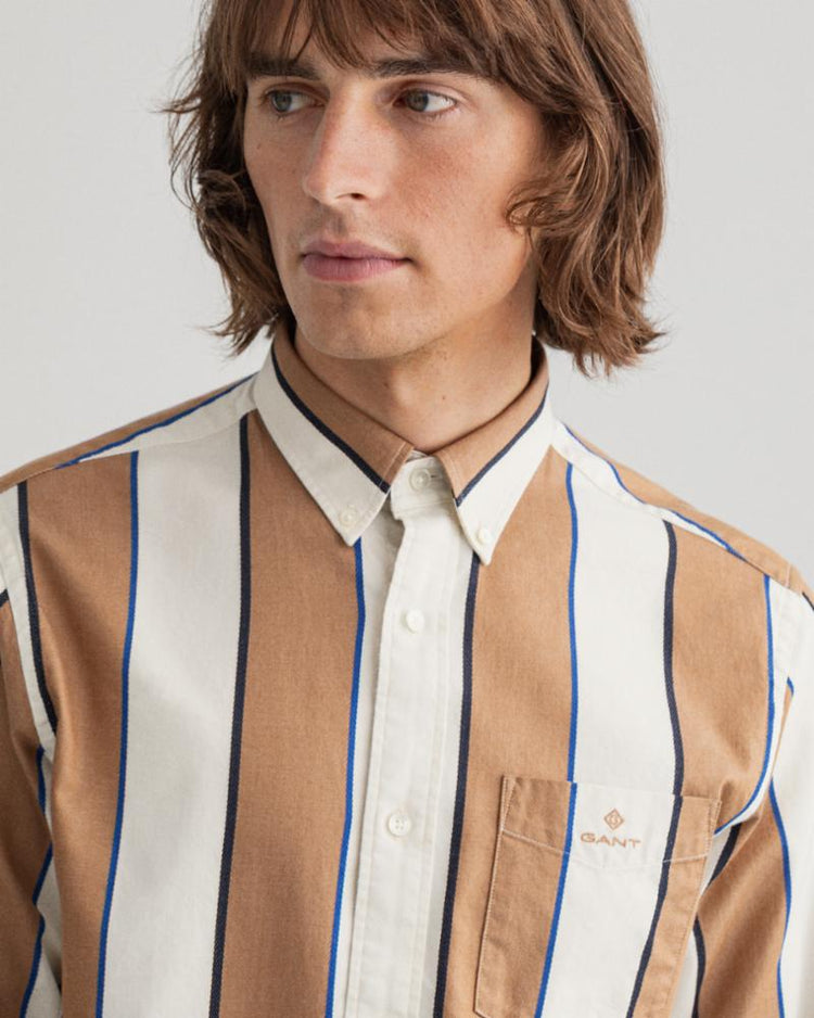 Gant Apparel Mens REG TWILL STRIPE BD 210/ROASTED WALNUT
