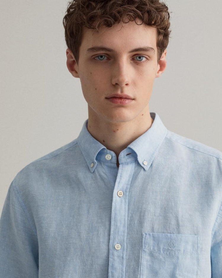 Gant Apparel Mens REG LINEN SHIRT BD 468/CAPRI BLUE