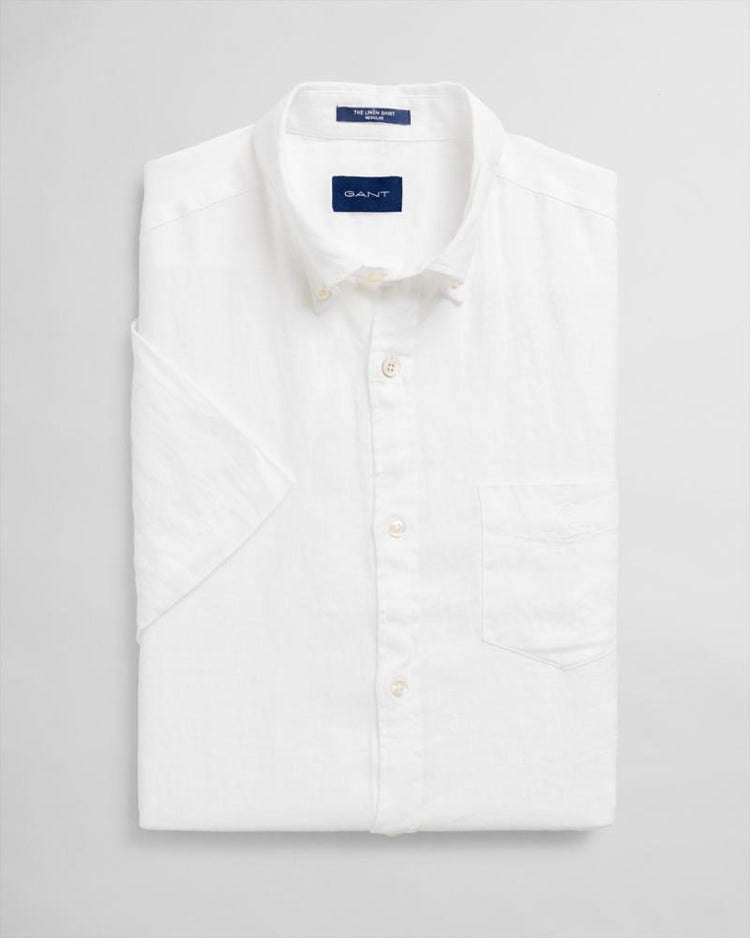 Gant Apparel Mens REG LINEN SHIRT SS BD 110/WHITE