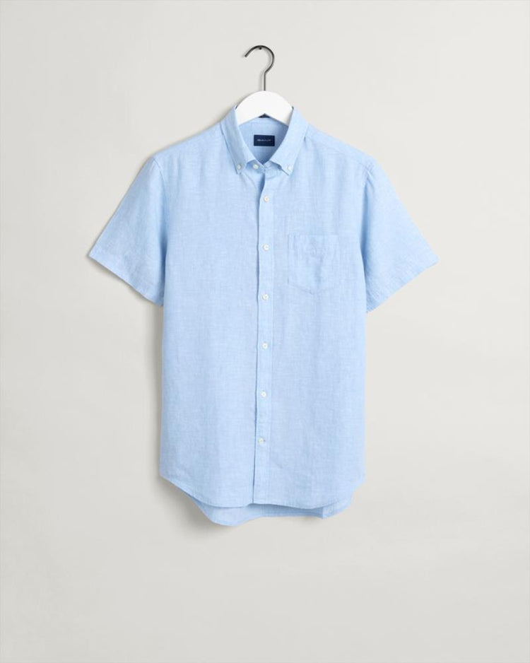 Gant Apparel Mens REG LINEN SHIRT SS BD 468/CAPRI BLUE