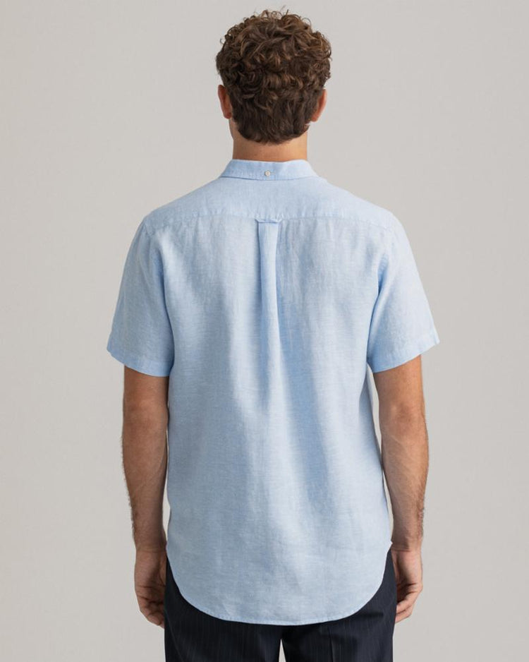 Gant Apparel Mens REG LINEN SHIRT SS BD 468/CAPRI BLUE