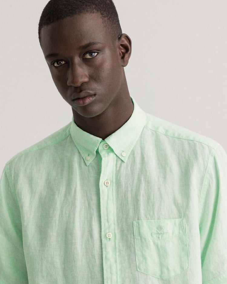 Gant Apparel Mens REG LINEN SHIRT SS BD 304/ABSINTHE GREEN