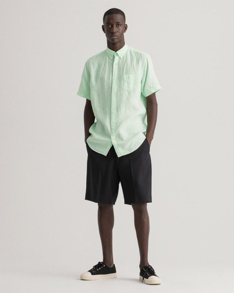 Gant Apparel Mens REG LINEN SHIRT SS BD 304/ABSINTHE GREEN