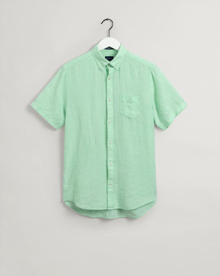 Gant Apparel Mens REG LINEN SHIRT SS BD 304/ABSINTHE GREEN