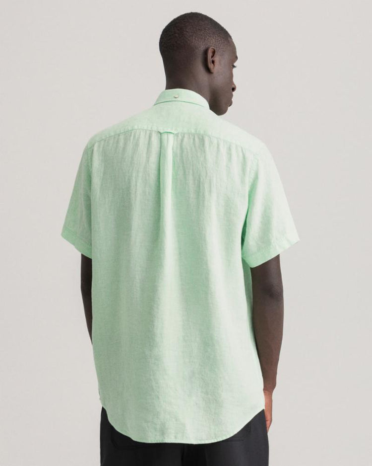 Gant Apparel Mens REG LINEN SHIRT SS BD 304/ABSINTHE GREEN