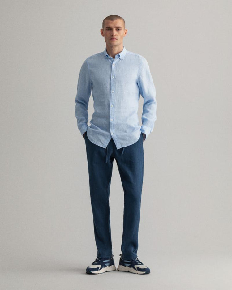 Gant Apparel Mens SLIM LINEN SHIRT BD 468/CAPRI BLUE