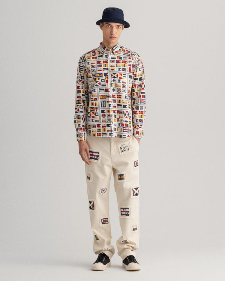 Gant Apparel Mens RW REL FLAG PRINT BD 108/CAULK WHITE