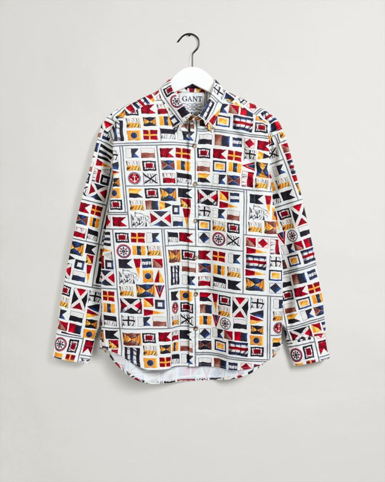 Gant Apparel Mens RW REL FLAG PRINT BD 108/CAULK WHITE