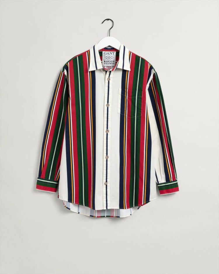 Gant Apparel Mens RW OVERSIZED STRIPE TOWN 108/CAULK WHITE