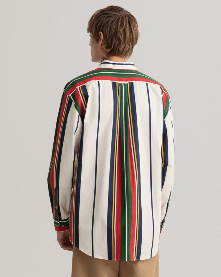 Gant Apparel Mens RW OVERSIZED STRIPE TOWN 108/CAULK WHITE