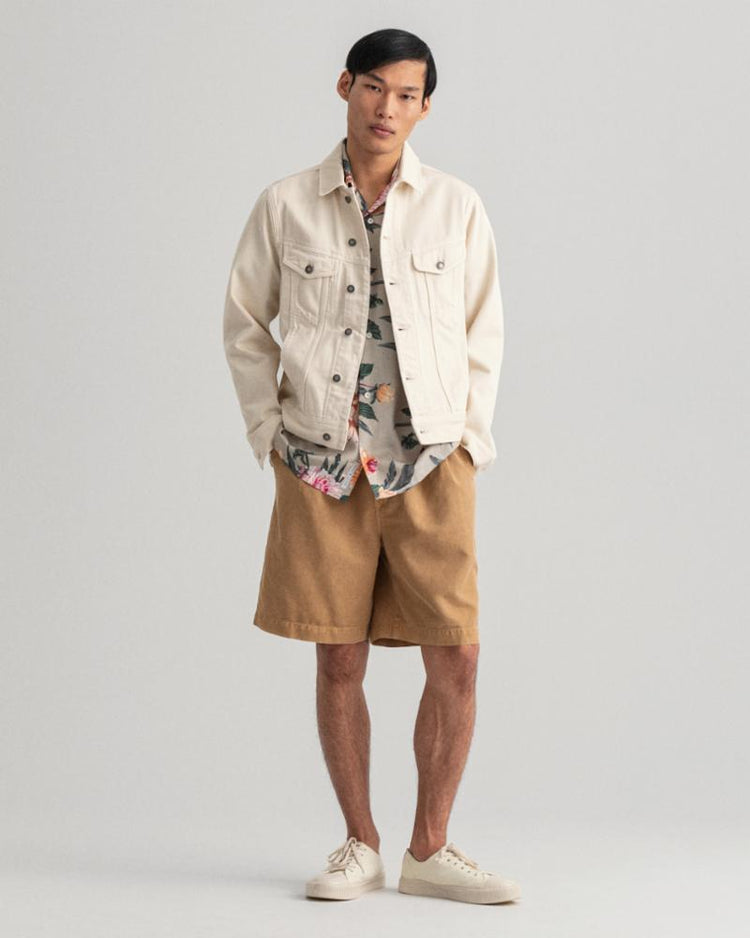 Gant Apparel Mens REL DAHLIA PRINT CAMP COLLAR 200/PLAZA TAUPE