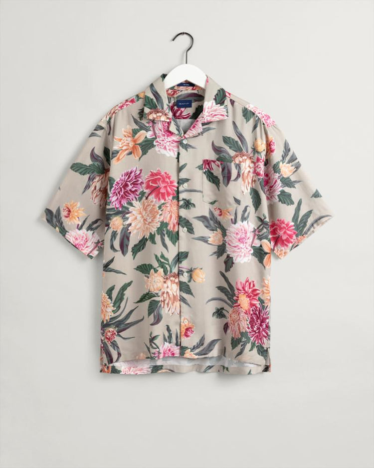 Gant Apparel Mens REL DAHLIA PRINT CAMP COLLAR 200/PLAZA TAUPE