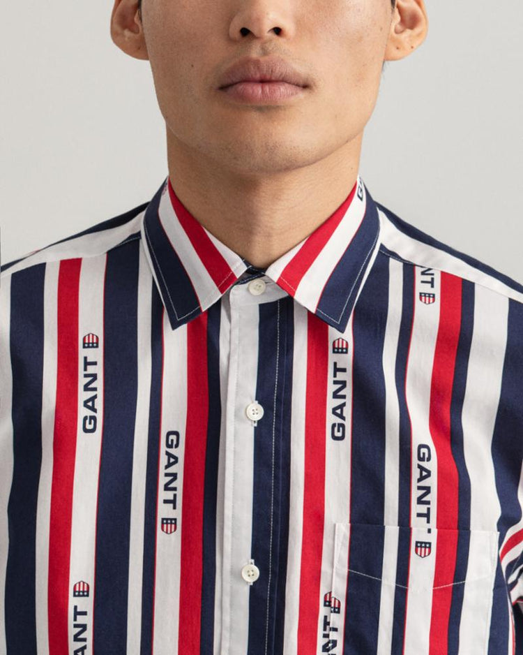 Gant Apparel Mens REL RETRO SHIELD STRIPE TOWN 409/CLASSIC BLUE